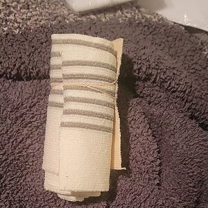 Striped Cream and Gray Towel Mop Head